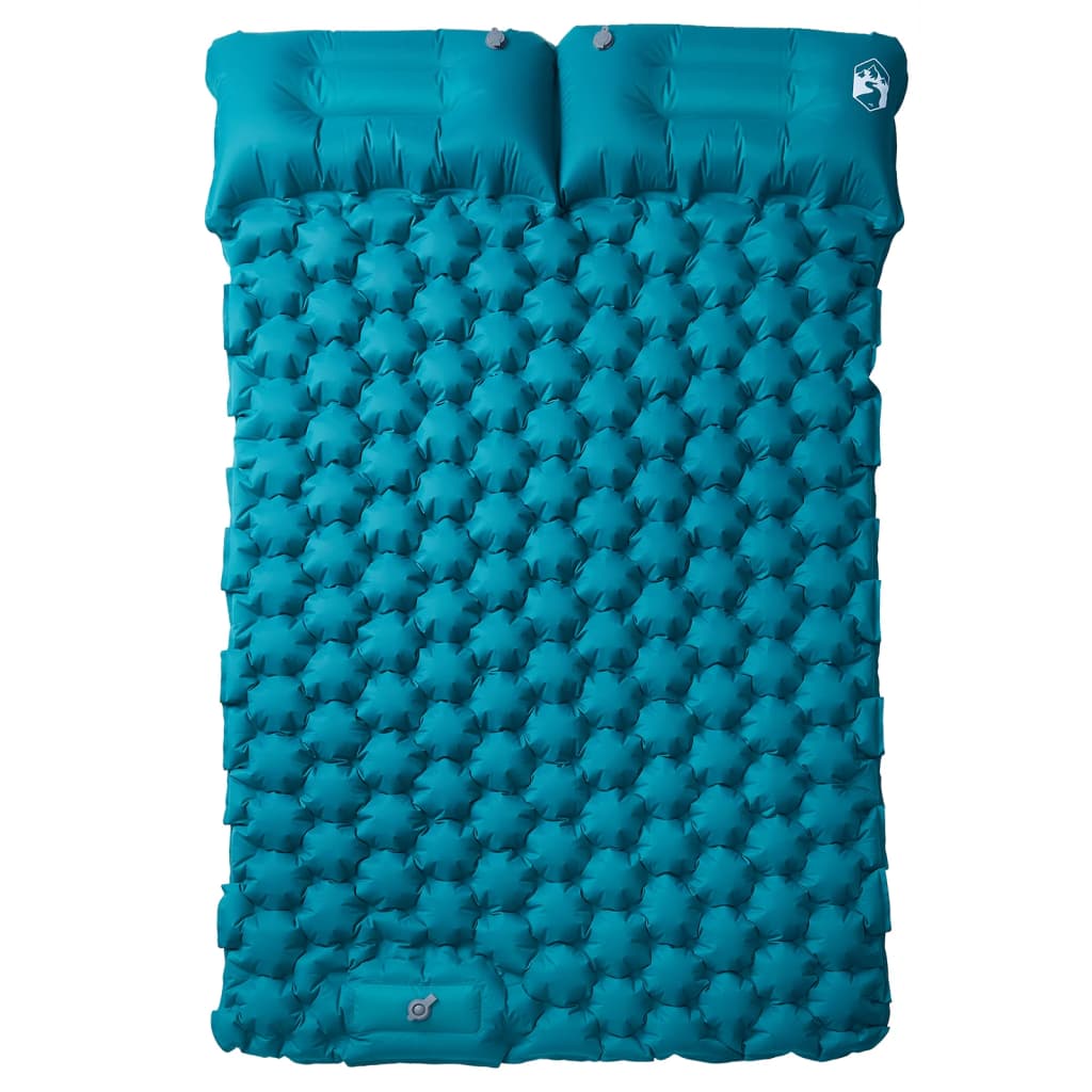 vidaXL Saltea de camping auto-gonflabilă cu perne, 2 persoane albastru