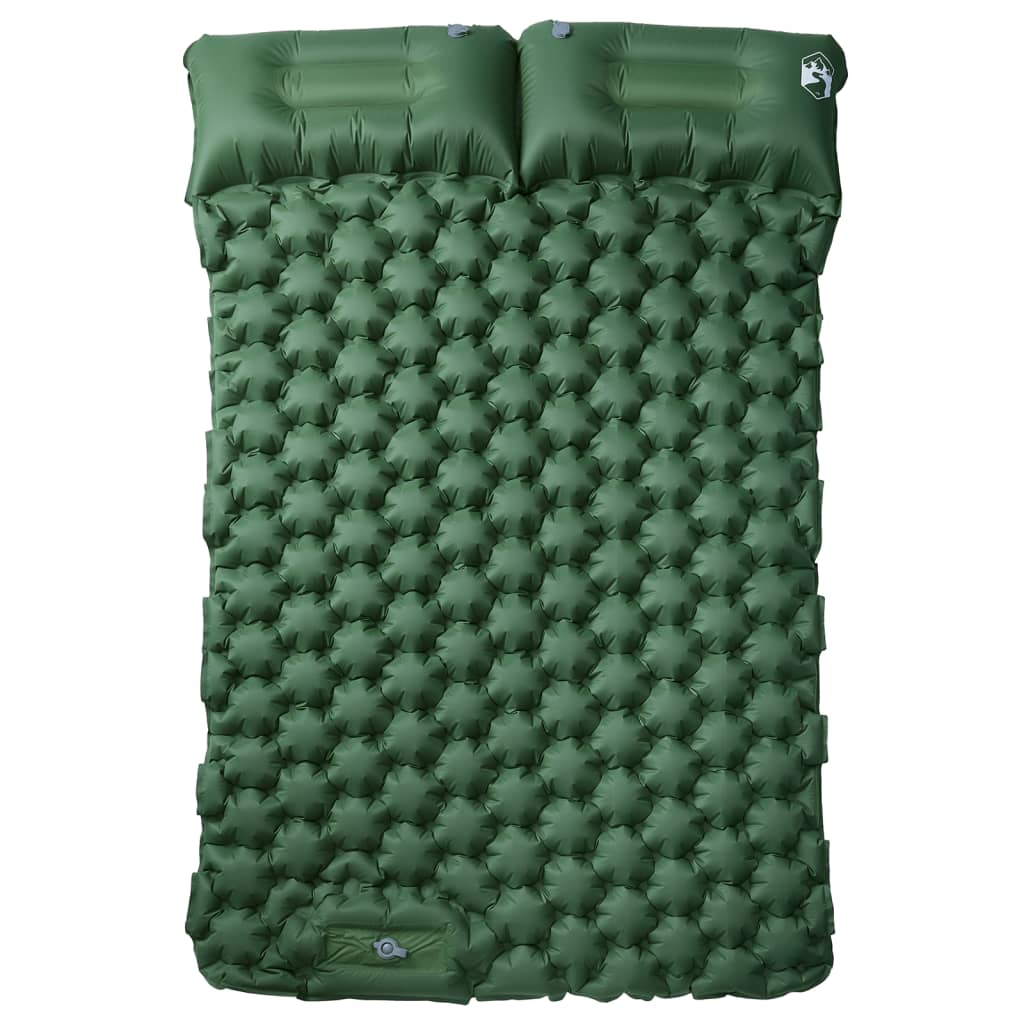 vidaXL Saltea de camping auto-gonflabilă, cu perne, 2 persoane, verde vidaXL Saltea de camping auto-gonflabilă, cu perne, 2 persoane, verde