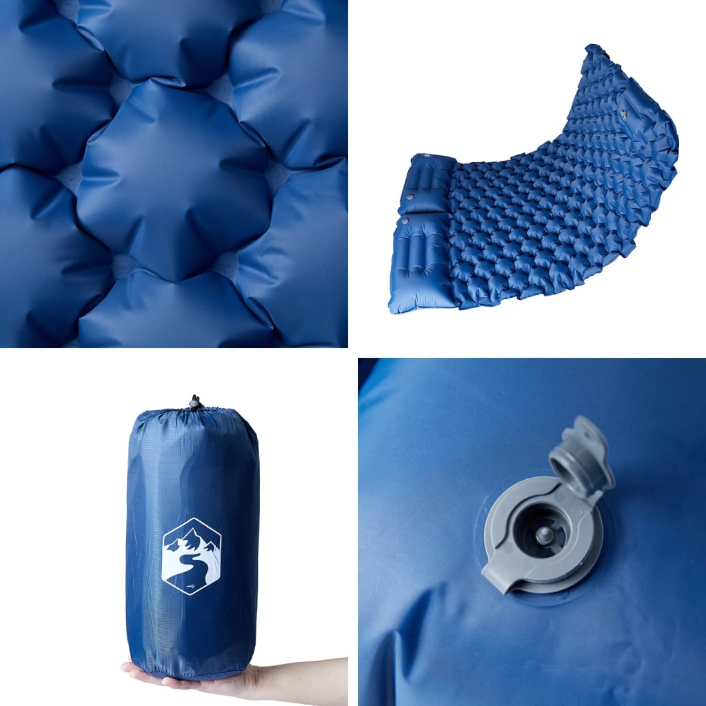 vidaXL Saltea de camping cu perne cu autoumflare 2 persoane, bleumarin vidaXL Saltea de camping cu perne cu autoumflare 2 persoane, bleumarin
