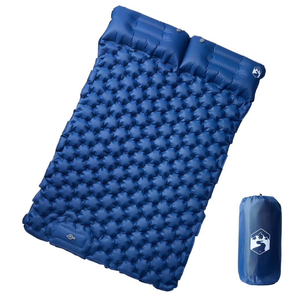 vidaXL Saltea de camping cu perne cu autoumflare 2 persoane, bleumarin vidaXL Saltea de camping cu perne cu autoumflare 2 persoane, bleumarin