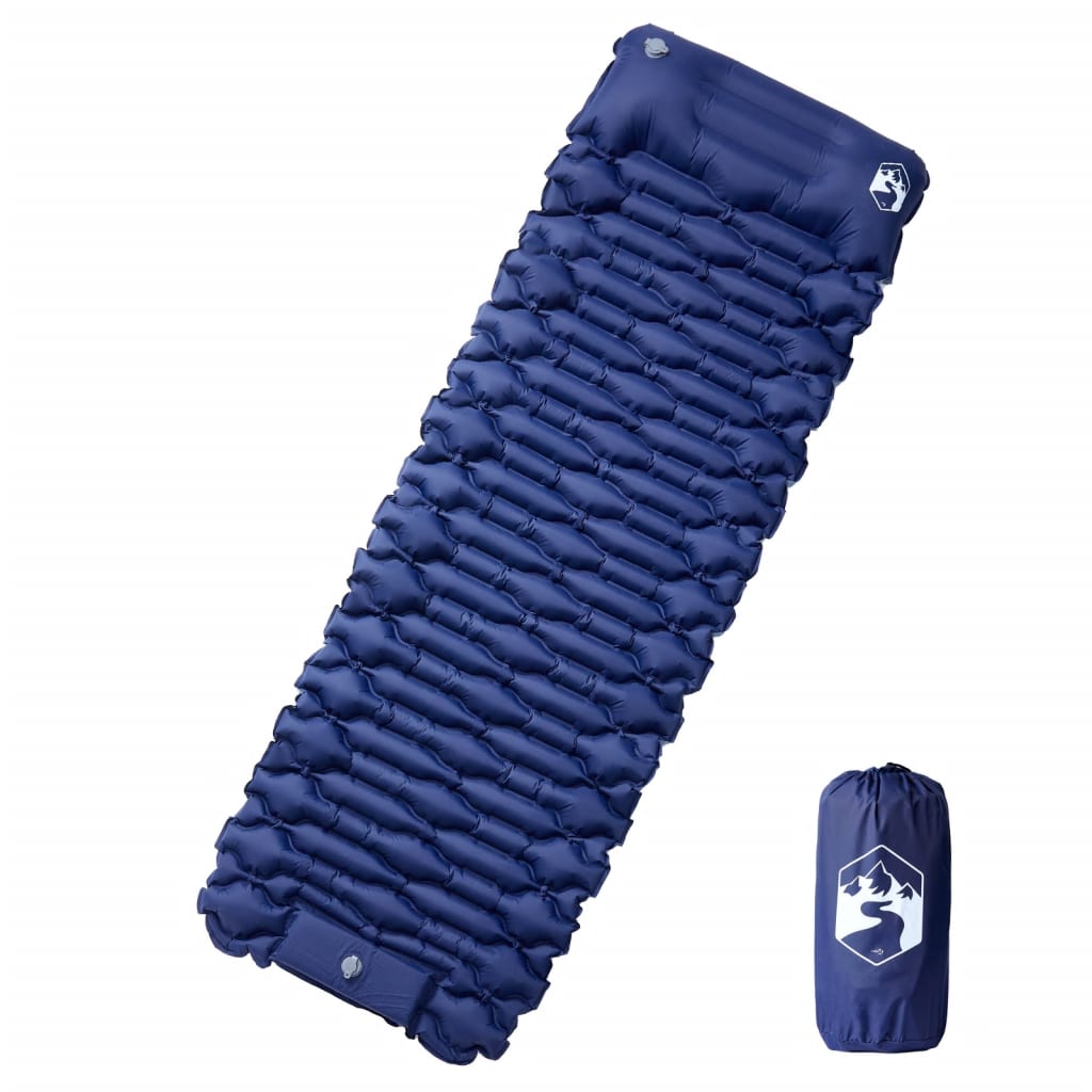 vidaXL Saltea de camping auto-gonflabilă cu pernă 1 persoană bleumarin vidaXL Saltea de camping auto-gonflabilă cu pernă 1 persoană bleumarin