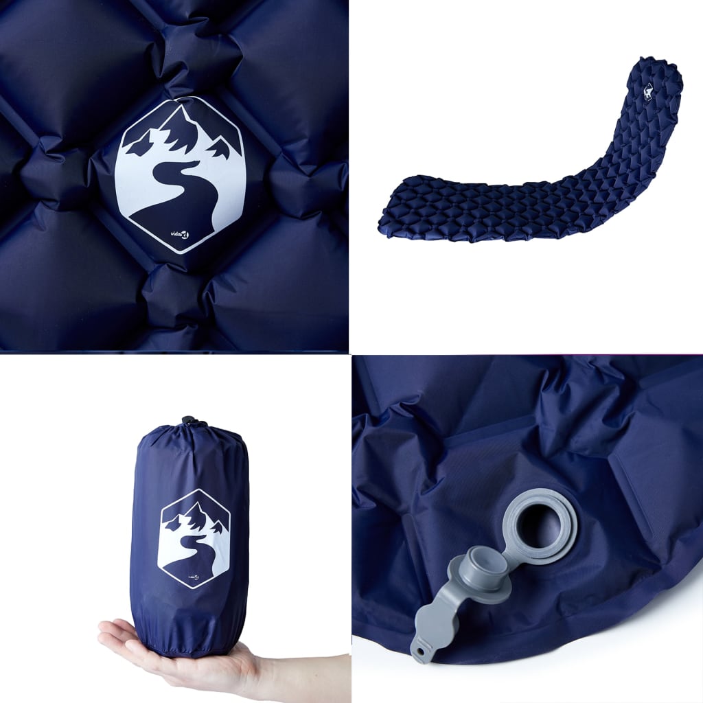 vidaXL Saltea gonflabilă de camping 1 persoană, bleumarin, 190x58x6 cm vidaXL Saltea gonflabilă de camping 1 persoană, bleumarin, 190x58x6 cm