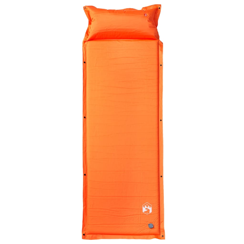 vidaXL Saltea camping auto-gonflabilă cu pernă, 1 persoană, portocaliu vidaXL Saltea camping auto-gonflabilă cu pernă, 1 persoană, portocaliu