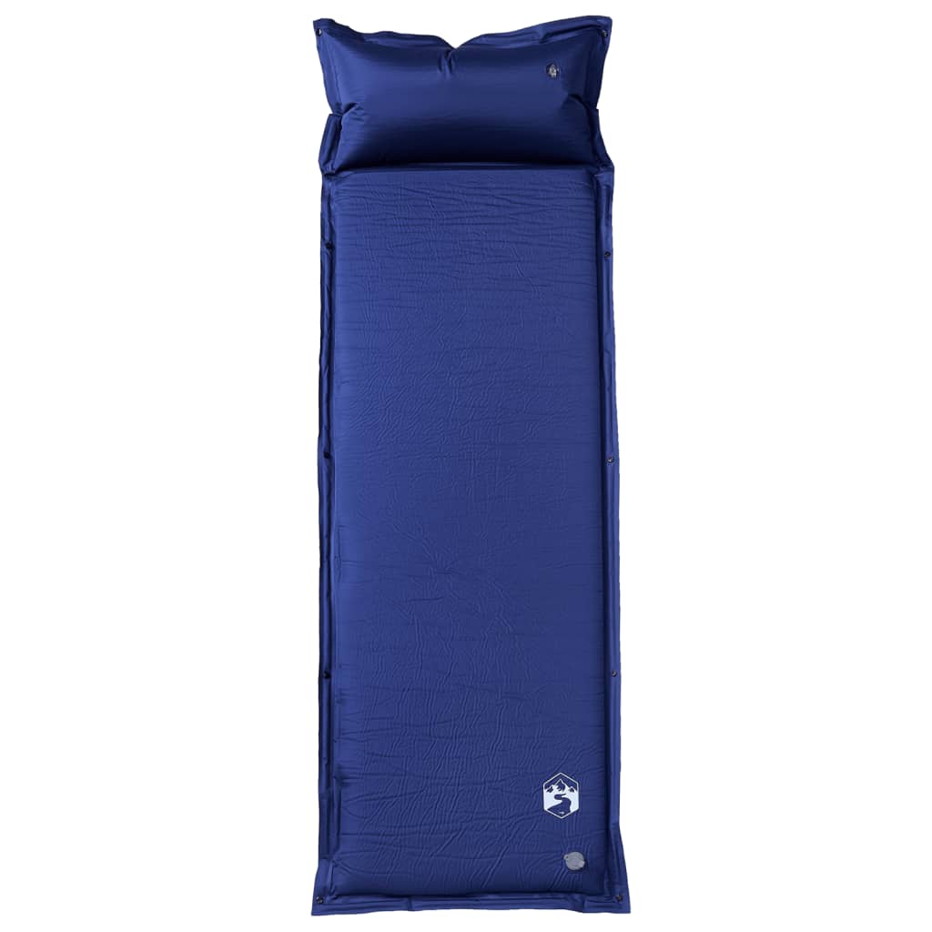 vidaXL Saltea de camping auto-gonflabilă cu pernă 1 persoană bleumarin vidaXL Saltea de camping auto-gonflabilă cu pernă 1 persoană bleumarin