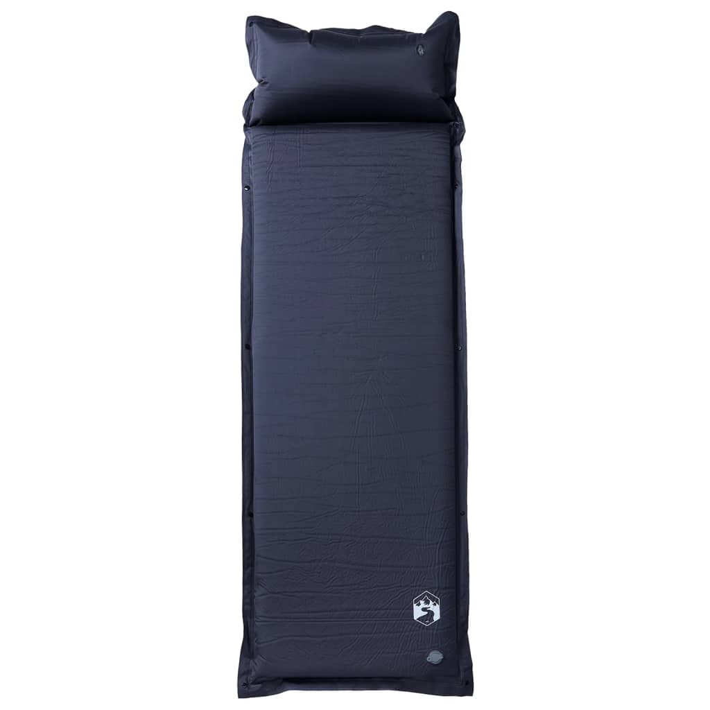 vidaXL Saltea de camping auto-gonflabilă, cu pernă, 1 persoană, gri