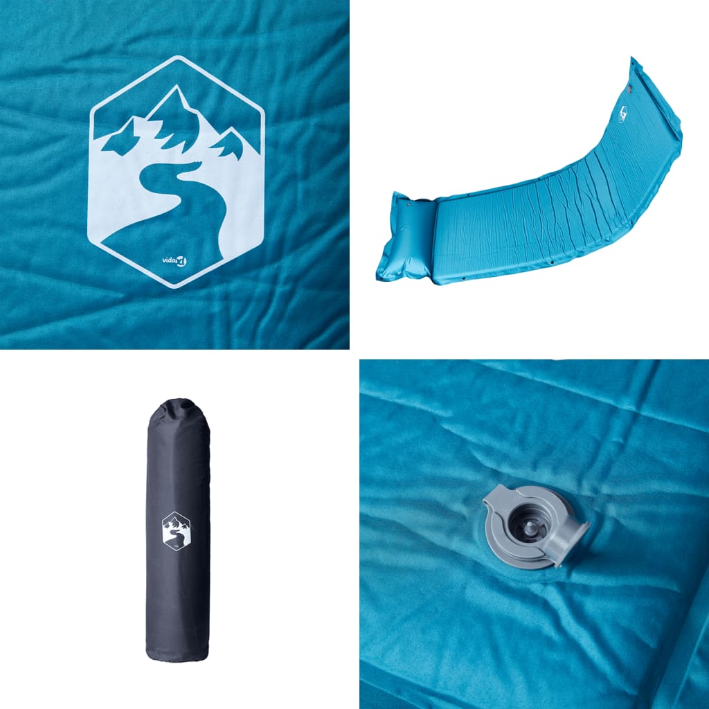 vidaXL Saltea de camping gonflabilă cu pernă, 1 persoană, turcoaz vidaXL Saltea de camping gonflabilă cu pernă, 1 persoană, turcoaz