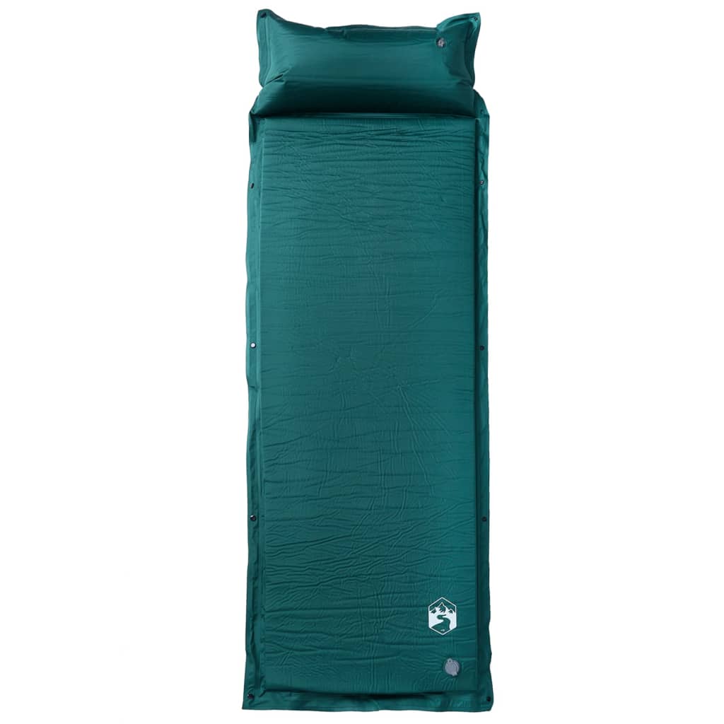 vidaXL Saltea camping auto-gonflabilă, cu pernă, 1 persoană, verde vidaXL Saltea camping auto-gonflabilă, cu pernă, 1 persoană, verde