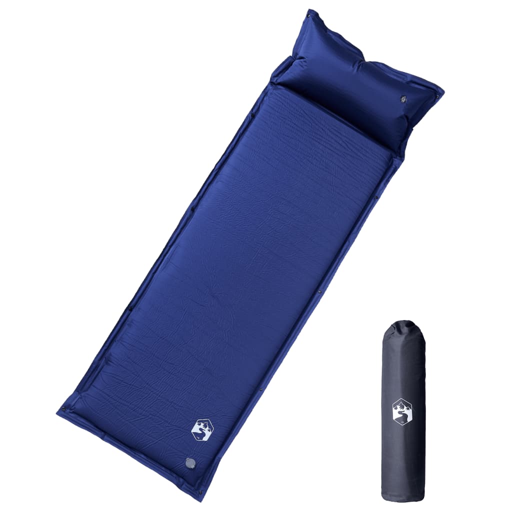 vidaXL Saltea de camping auto-gonflabilă cu pernă 1 persoană bleumarin vidaXL Saltea de camping auto-gonflabilă cu pernă 1 persoană bleumarin