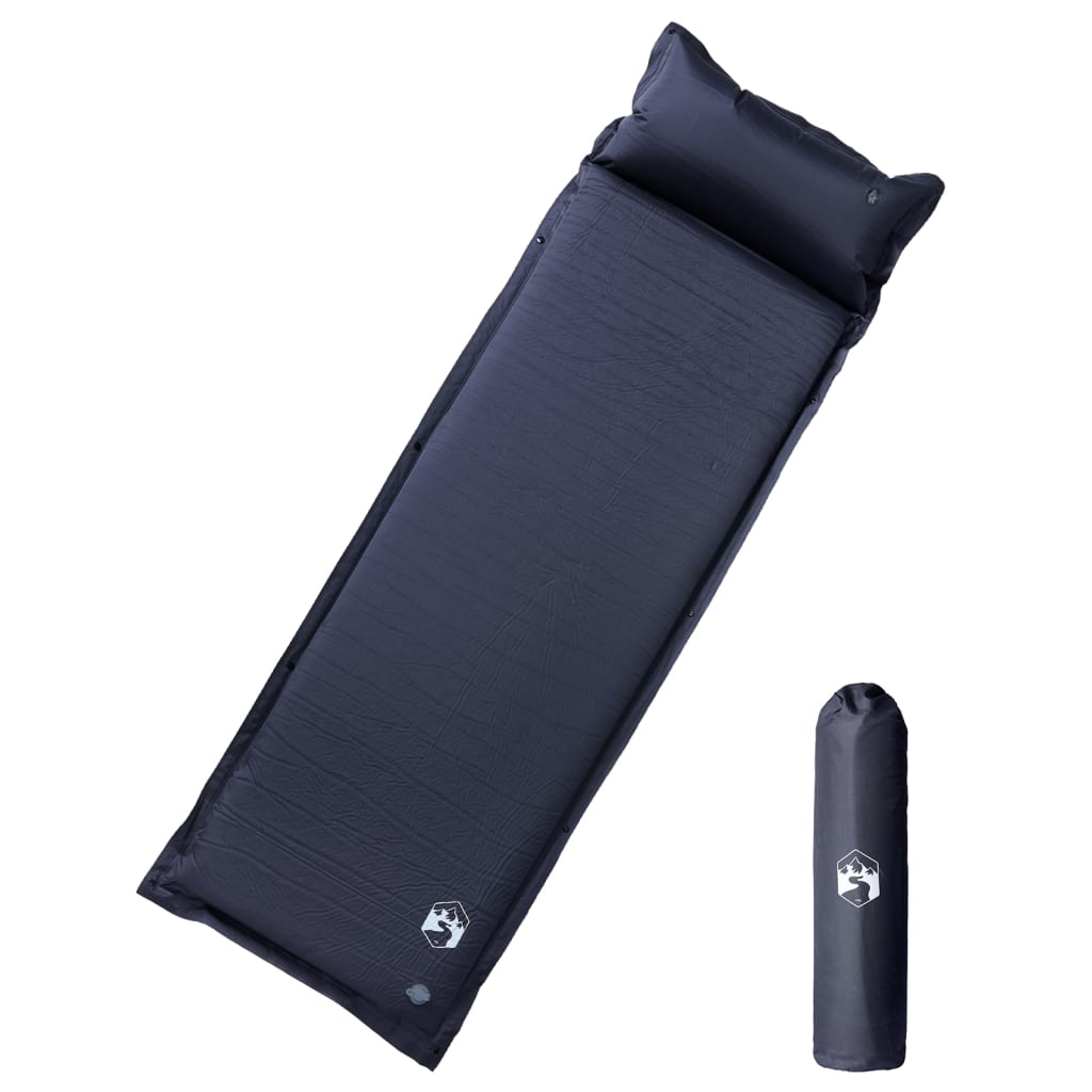 vidaXL Saltea de camping auto-gonflabilă, cu pernă, 1 persoană, gri vidaXL Saltea de camping auto-gonflabilă, cu pernă, 1 persoană, gri