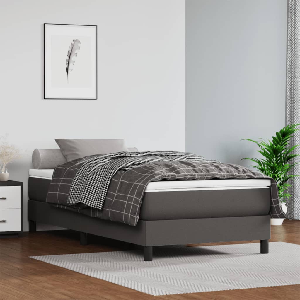 vidaXL Saltea de pat cu arcuri, gri, 120x190x20 cm, piele ecologică vidaXL Saltea de pat cu arcuri, gri, 120x190x20 cm, piele ecologică
