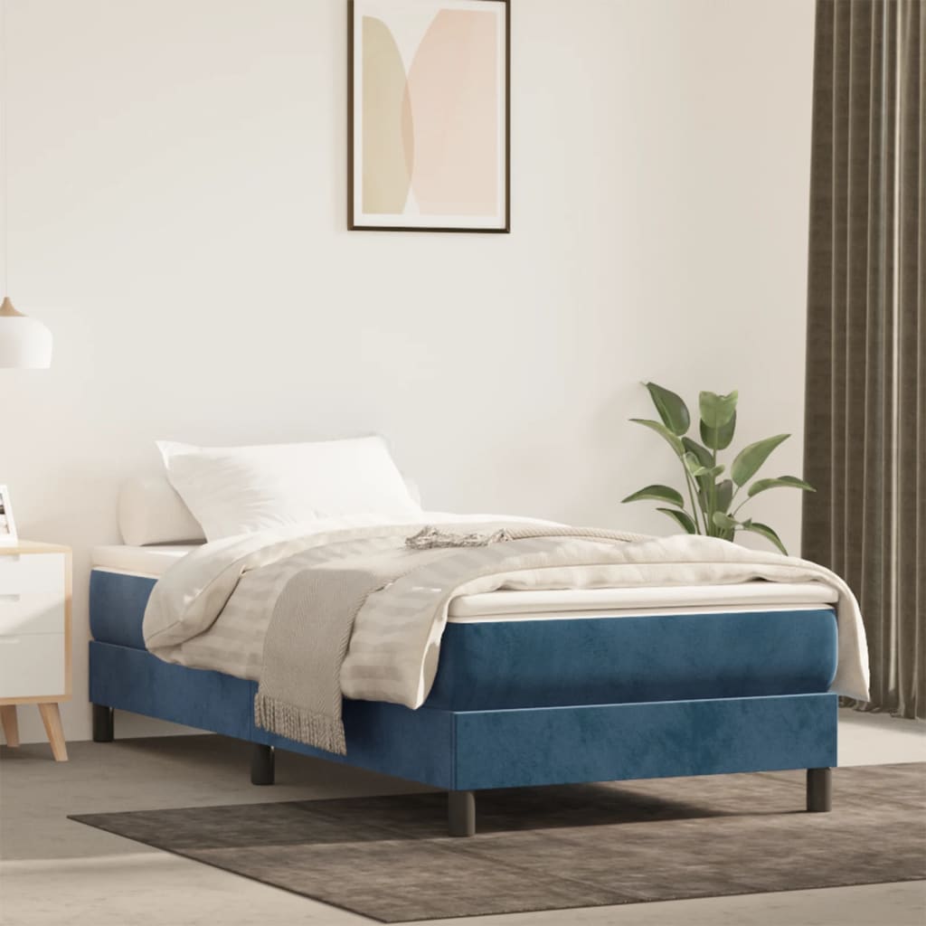 vidaXL Saltea de pat cu arcuri, albastru închis, 120x190x20 cm catifea vidaXL Saltea de pat cu arcuri, albastru închis, 120x190x20 cm catifea
