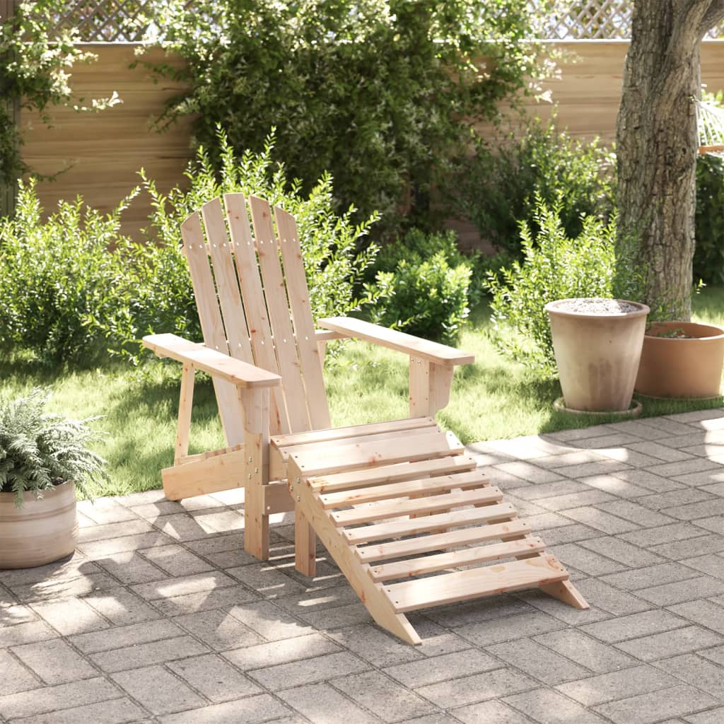 vidaXL Scaun Adirondack cu taburet, lemn masiv de brad vidaXL Scaun Adirondack cu taburet, lemn masiv de brad