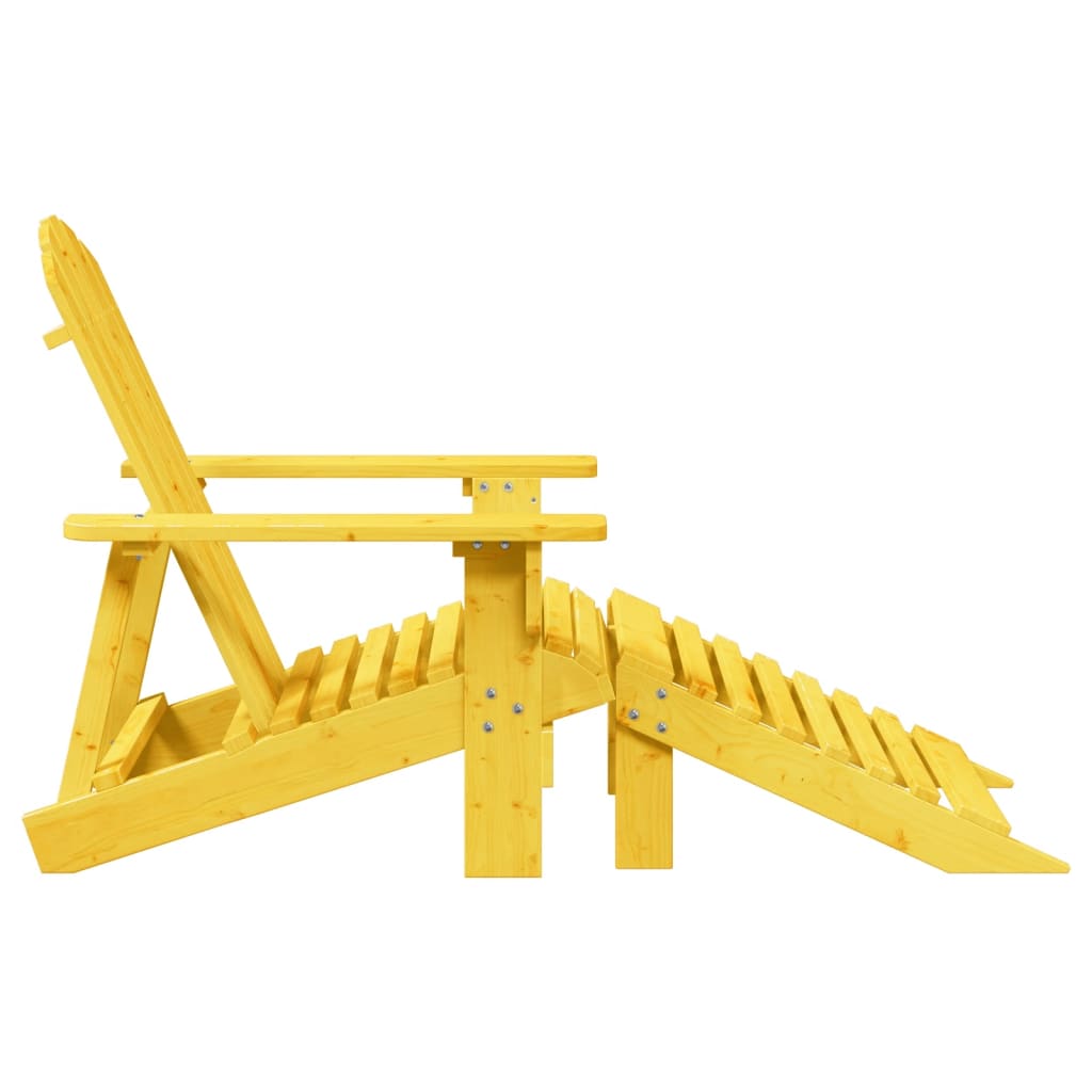 vidaXL Scaun Adirondack cu taburet, galben, lemn masiv de brad vidaXL Scaun Adirondack cu taburet, galben, lemn masiv de brad