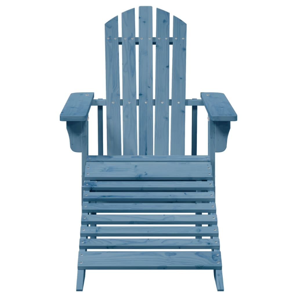 vidaXL Scaun Adirondack cu taburet, albastru, lemn masiv de brad vidaXL Scaun Adirondack cu taburet, albastru, lemn masiv de brad