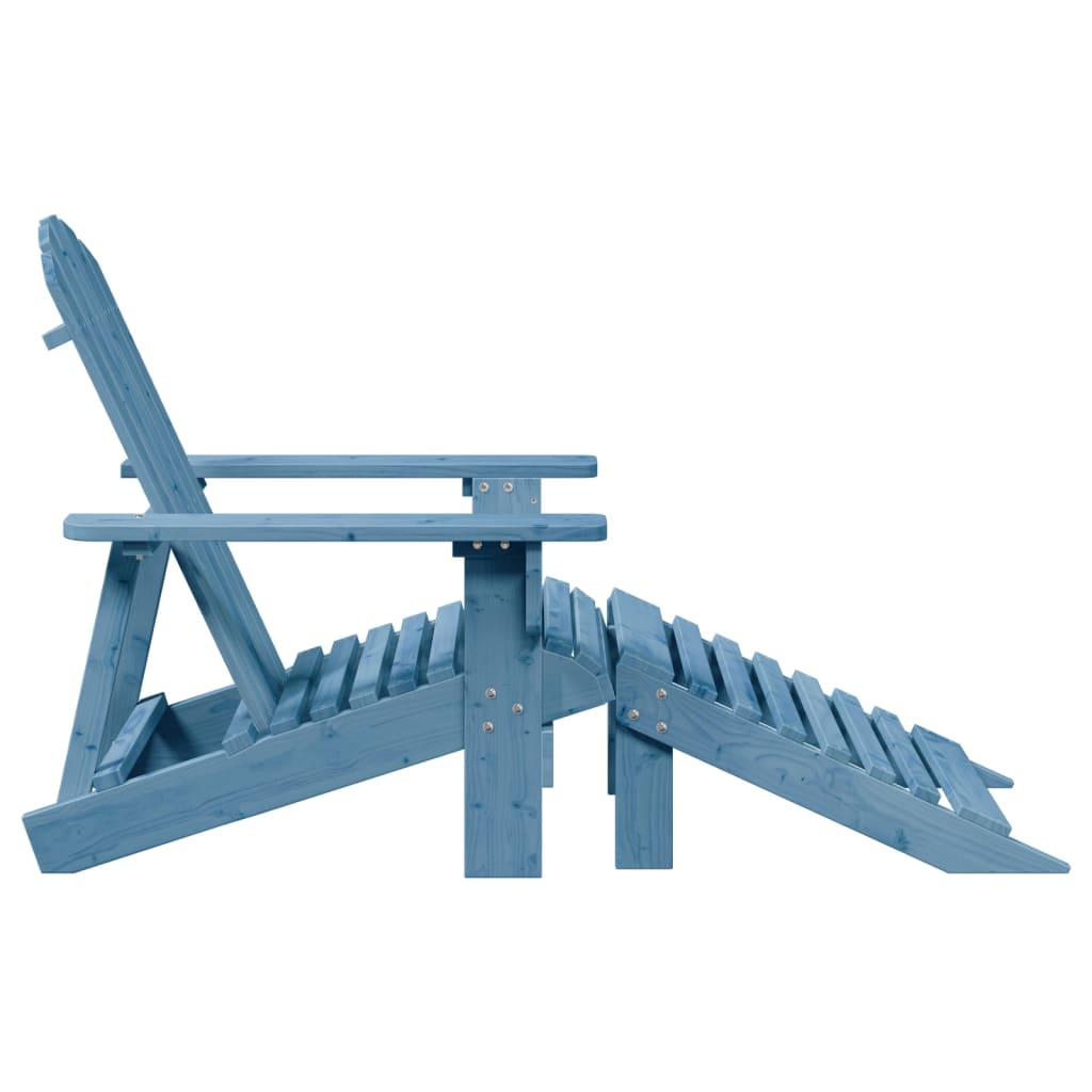 vidaXL Scaun Adirondack cu taburet, albastru, lemn masiv de brad vidaXL Scaun Adirondack cu taburet, albastru, lemn masiv de brad