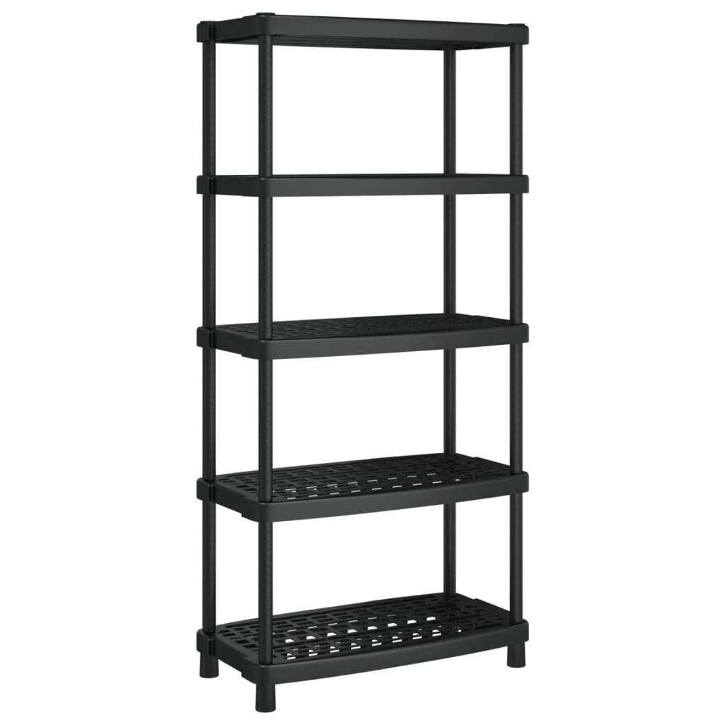vidaXL Raft depozitare cu 5 polițe, negru, 93,5x45,5x194,5 cm, PP vidaXL Raft depozitare cu 5 polițe, negru, 93,5x45,5x194,5 cm, PP