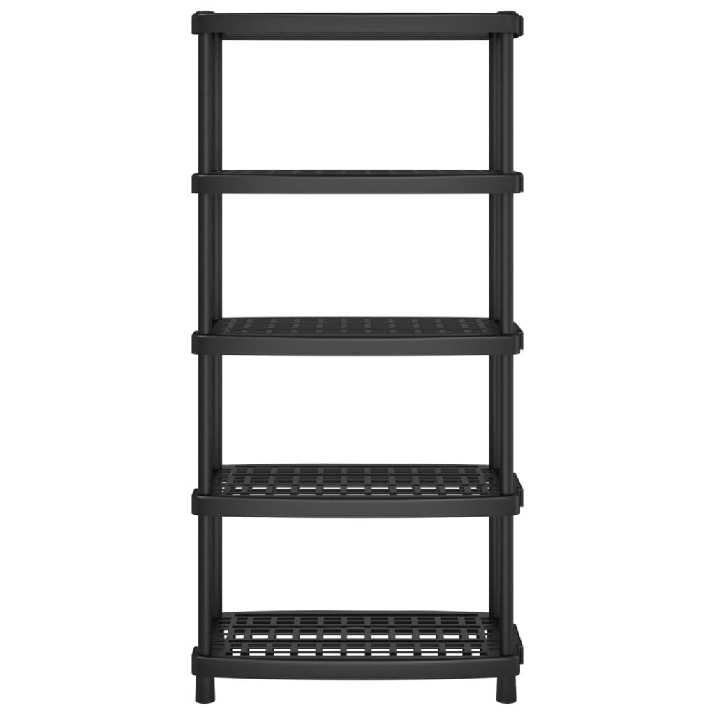 vidaXL Raft depozitare cu 5 polițe, negru, 93,5x45,5x194,5 cm, PP vidaXL Raft depozitare cu 5 polițe, negru, 93,5x45,5x194,5 cm, PP