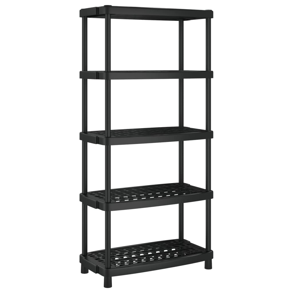 vidaXL Raft depozitare cu 5 polițe, negru, 93,5x45,5x194,5 cm, PP vidaXL Raft depozitare cu 5 polițe, negru, 93,5x45,5x194,5 cm, PP