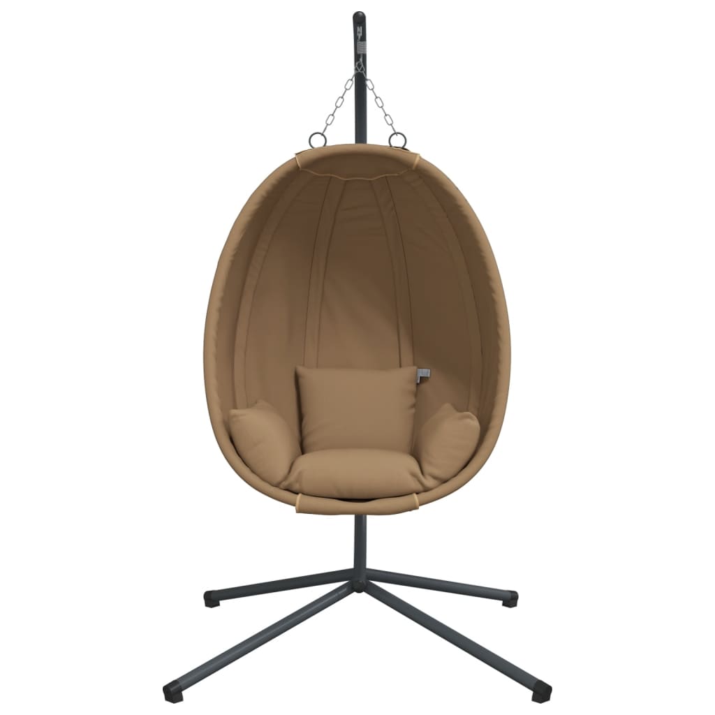 vidaXL Scaun suspendat tip ou, cu suport, taupe, țesătură și oțel vidaXL Scaun suspendat tip ou, cu suport, taupe, țesătură și oțel