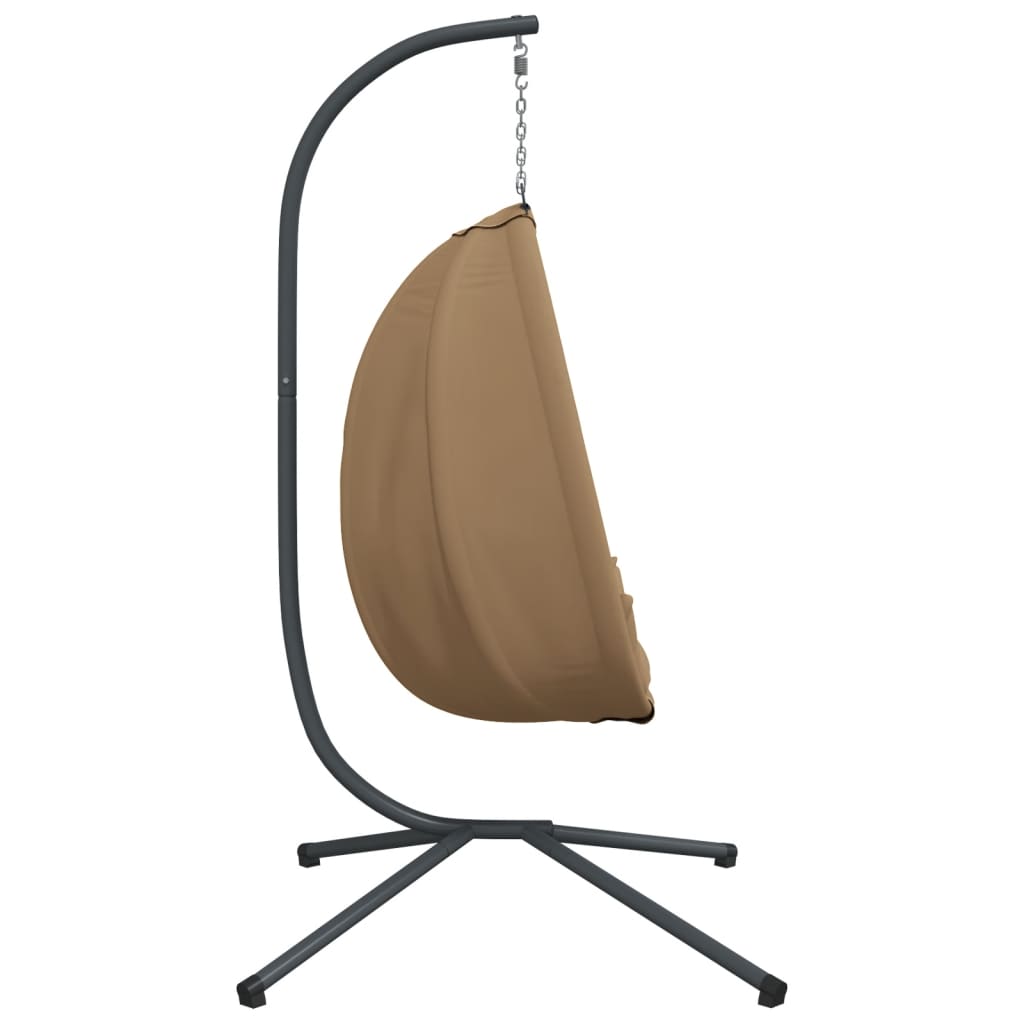 vidaXL Scaun suspendat tip ou, cu suport, taupe, țesătură și oțel vidaXL Scaun suspendat tip ou, cu suport, taupe, țesătură și oțel
