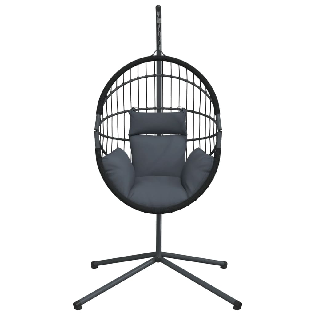 vidaXL Scaun suspendat tip ou, cu suport, antracit, ratan și oțel
