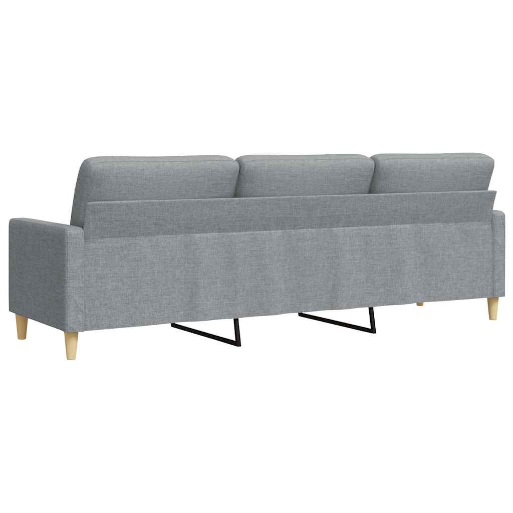 vidaXL Canapea cu 3 locuri, gri deschis, 210 cm, material textil