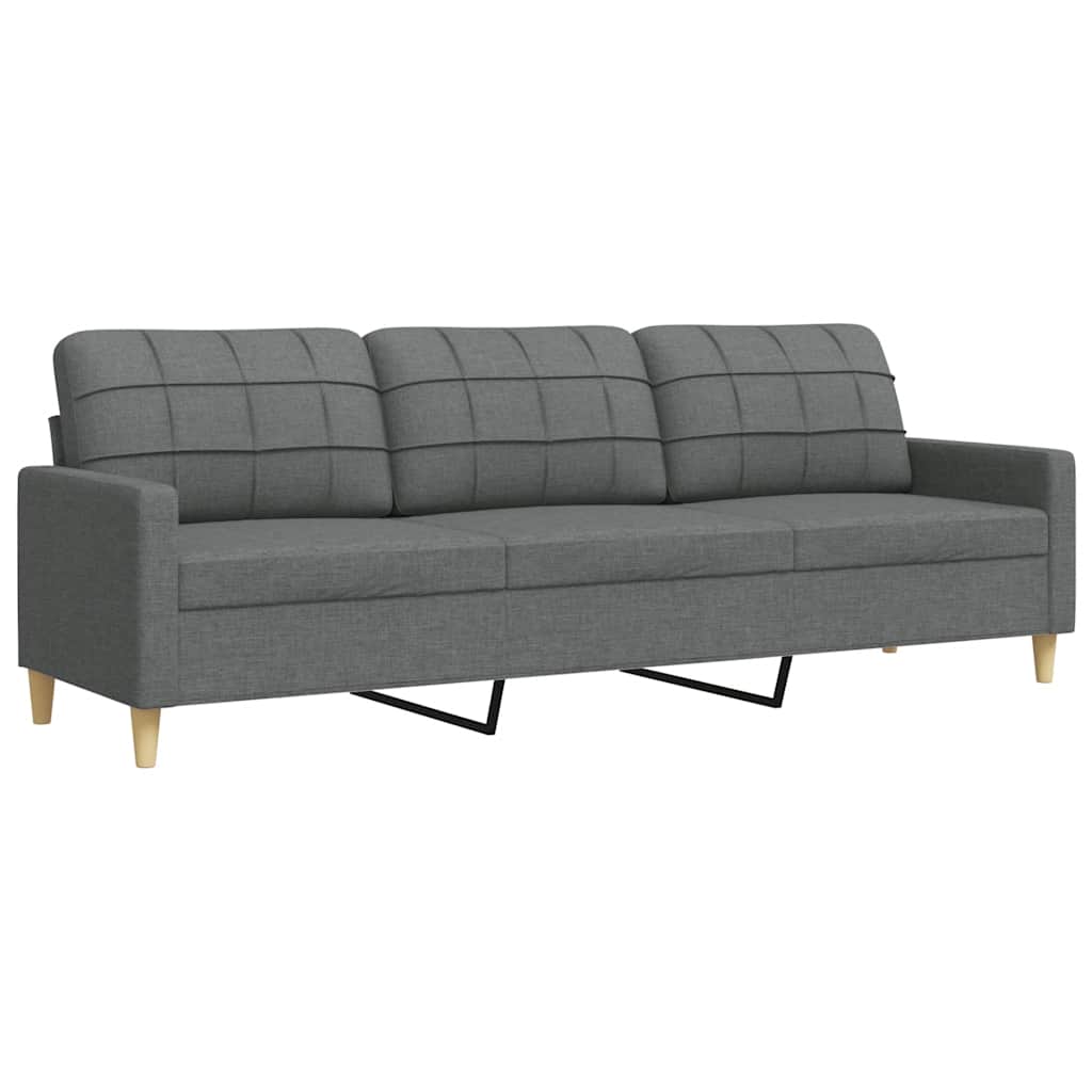vidaXL Canapea cu 3 locuri, gri închis, 210 cm, material textil vidaXL Canapea cu 3 locuri, gri închis, 210 cm, material textil