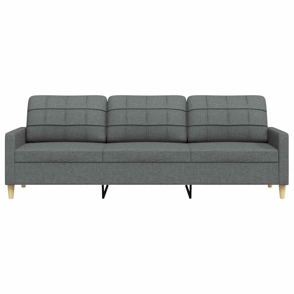 vidaXL Canapea cu 3 locuri, gri închis, 210 cm, material textil vidaXL Canapea cu 3 locuri, gri închis, 210 cm, material textil