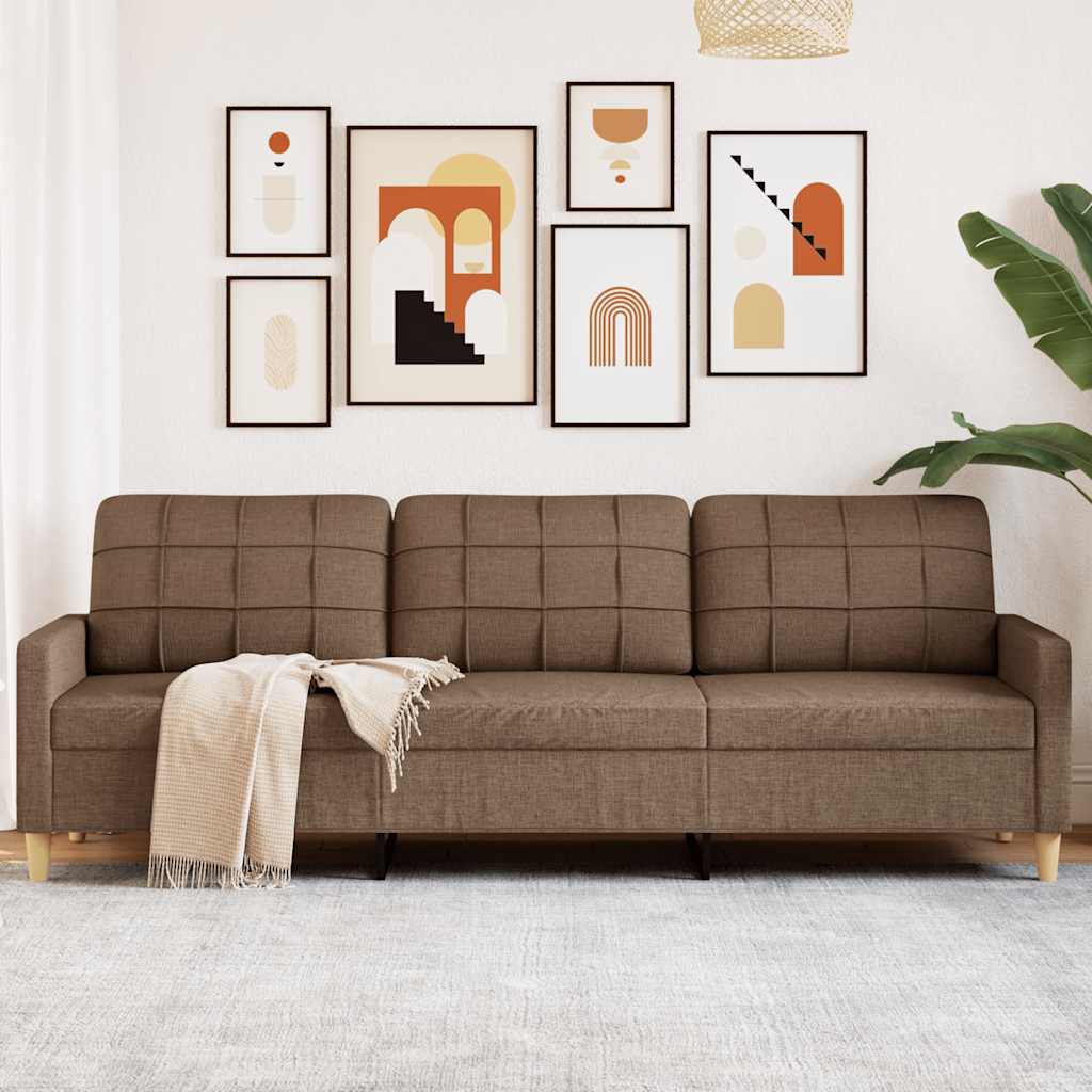 vidaXL Canapea cu 3 locuri, maro, 210 cm, material textil vidaXL Canapea cu 3 locuri, maro, 210 cm, material textil