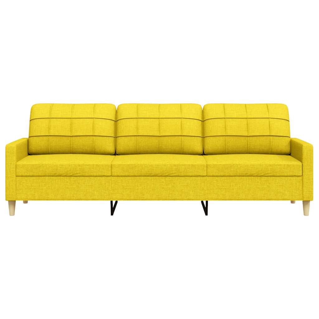 vidaXL Canapea cu 3 locuri, galben deschis, 210 cm, material textil vidaXL Canapea cu 3 locuri, galben deschis, 210 cm, material textil