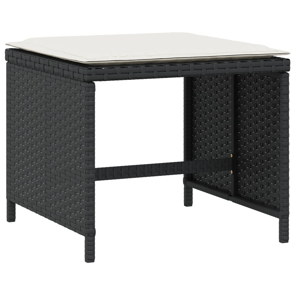 vidaXL Scaune de grădină cu perne, 4 buc. negru 40x40x35 cm poliratan