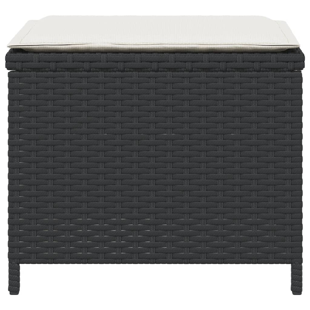 vidaXL Scaune de grădină cu perne, 4 buc. negru 40x40x35 cm poliratan