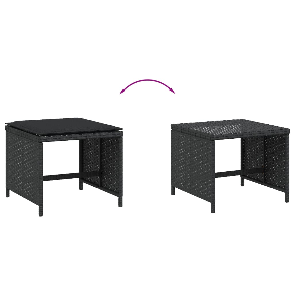 vidaXL Scaune de grădină cu perne, 4 buc. negru 40x40x35 cm poliratan vidaXL Scaune de grădină cu perne, 4 buc. negru 40x40x35 cm poliratan