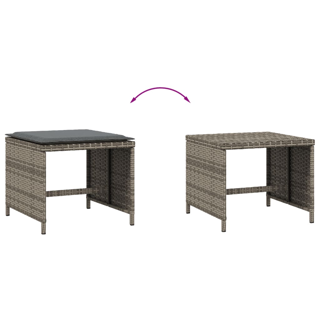 vidaXL Scaune de grădină cu perne, 4 buc., gri, 40x40x35 cm, poliratan vidaXL Scaune de grădină cu perne, 4 buc., gri, 40x40x35 cm, poliratan
