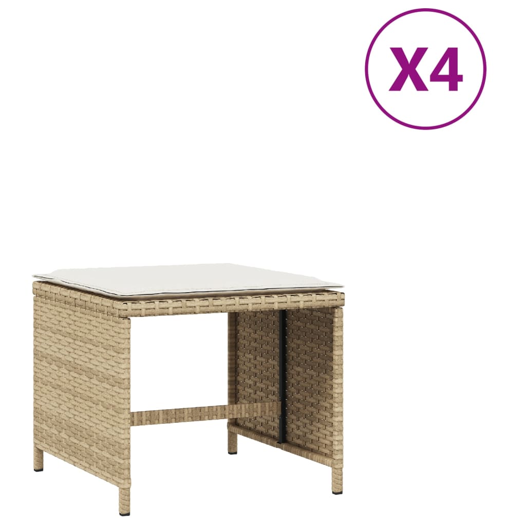 vidaXL Scaune de grădină cu perne, 4 buc., bej, 40x40x35 cm, poliratan vidaXL Scaune de grădină cu perne, 4 buc., bej, 40x40x35 cm, poliratan
