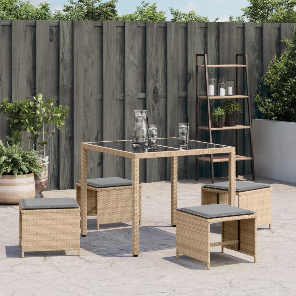 vidaXL Scaune de grădină cu perne 4 buc. mix bej 40x40x35 cm poliratan vidaXL Scaune de grădină cu perne 4 buc. mix bej 40x40x35 cm poliratan