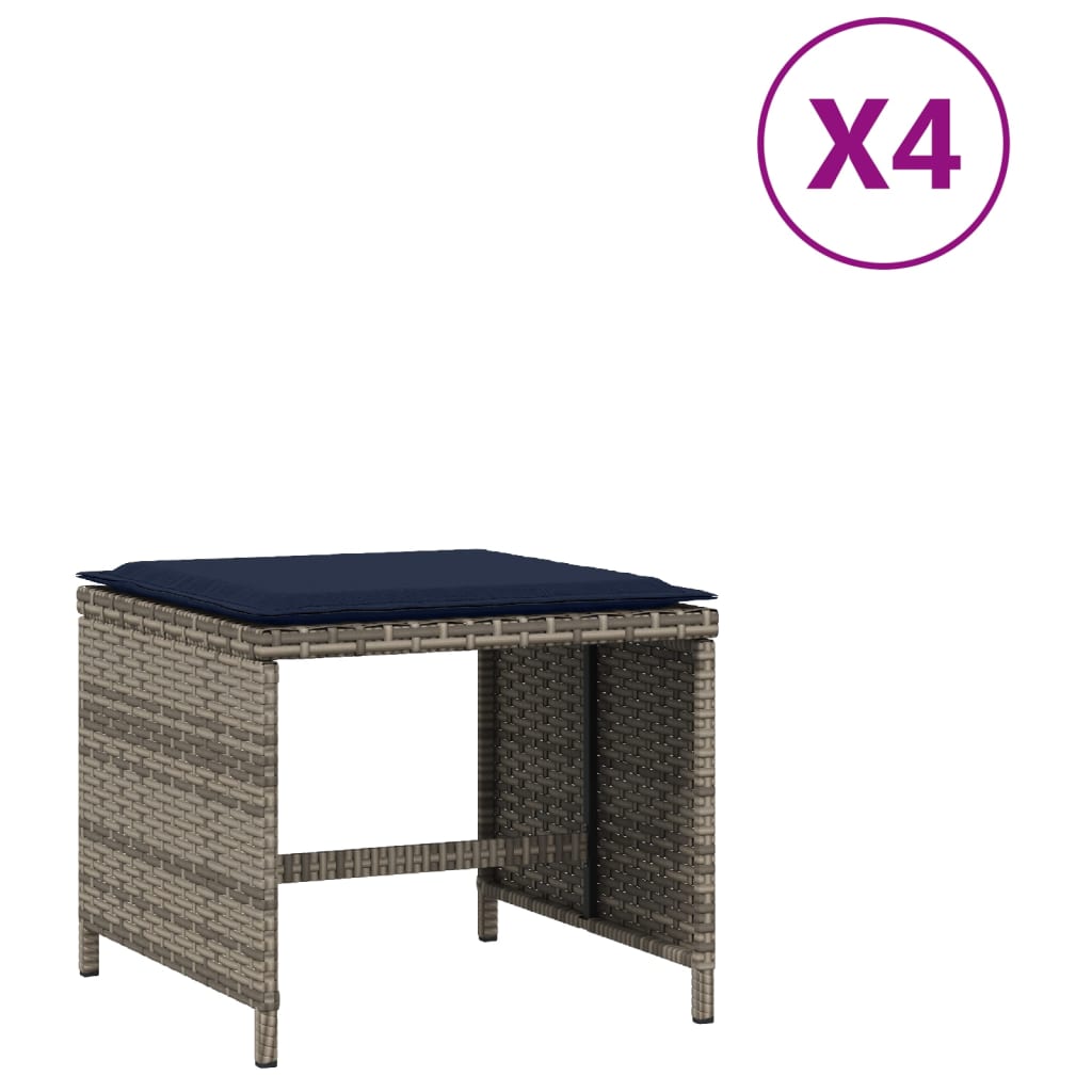 vidaXL Scaune de grădină cu perne, 4 buc., gri, 40x40x35 cm, poliratan vidaXL Scaune de grădină cu perne, 4 buc., gri, 40x40x35 cm, poliratan