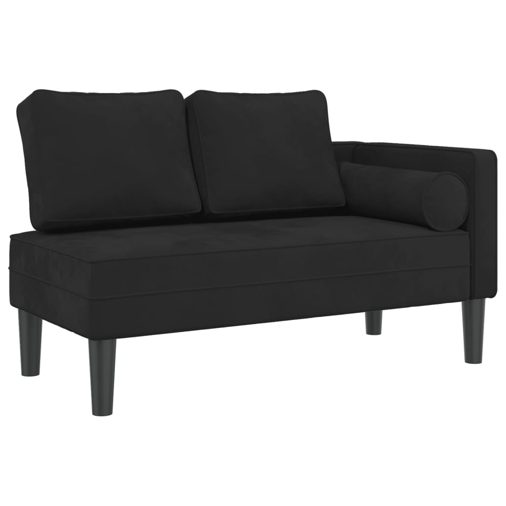 vidaXL Fotoliu șezlong cu perne, negru, catifea vidaXL Fotoliu șezlong cu perne, negru, catifea