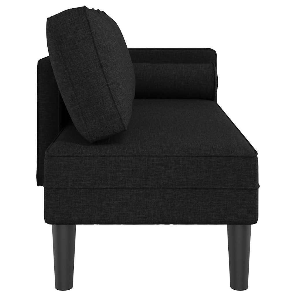 vidaXL Șezlong cu perne, negru, material textil vidaXL Șezlong cu perne, negru, material textil
