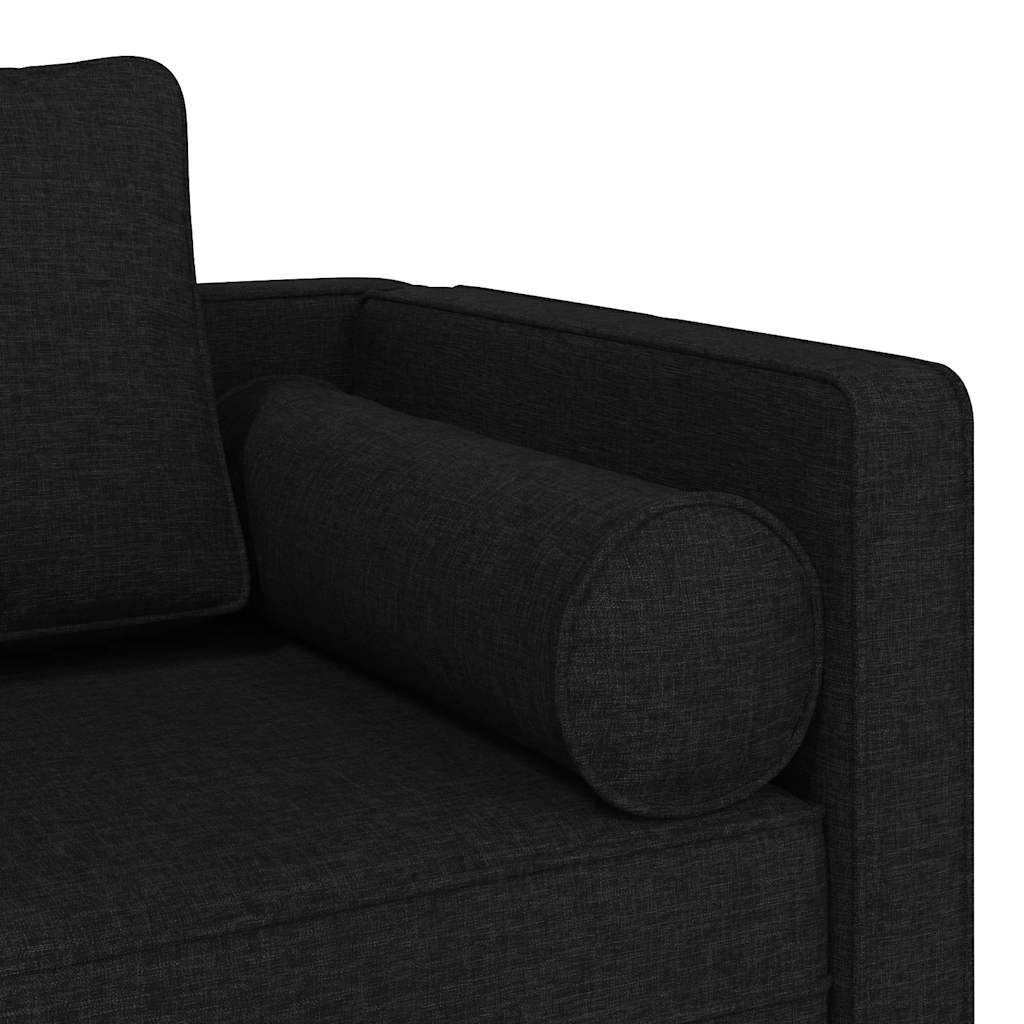 vidaXL Șezlong cu perne, negru, material textil vidaXL Șezlong cu perne, negru, material textil