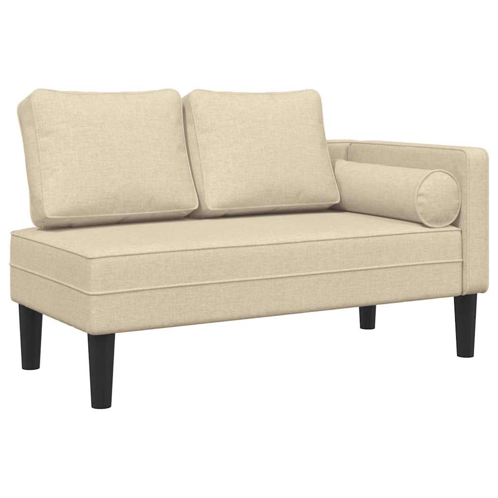 vidaXL Șezlong cu perne, crem, material textil vidaXL Șezlong cu perne, crem, material textil