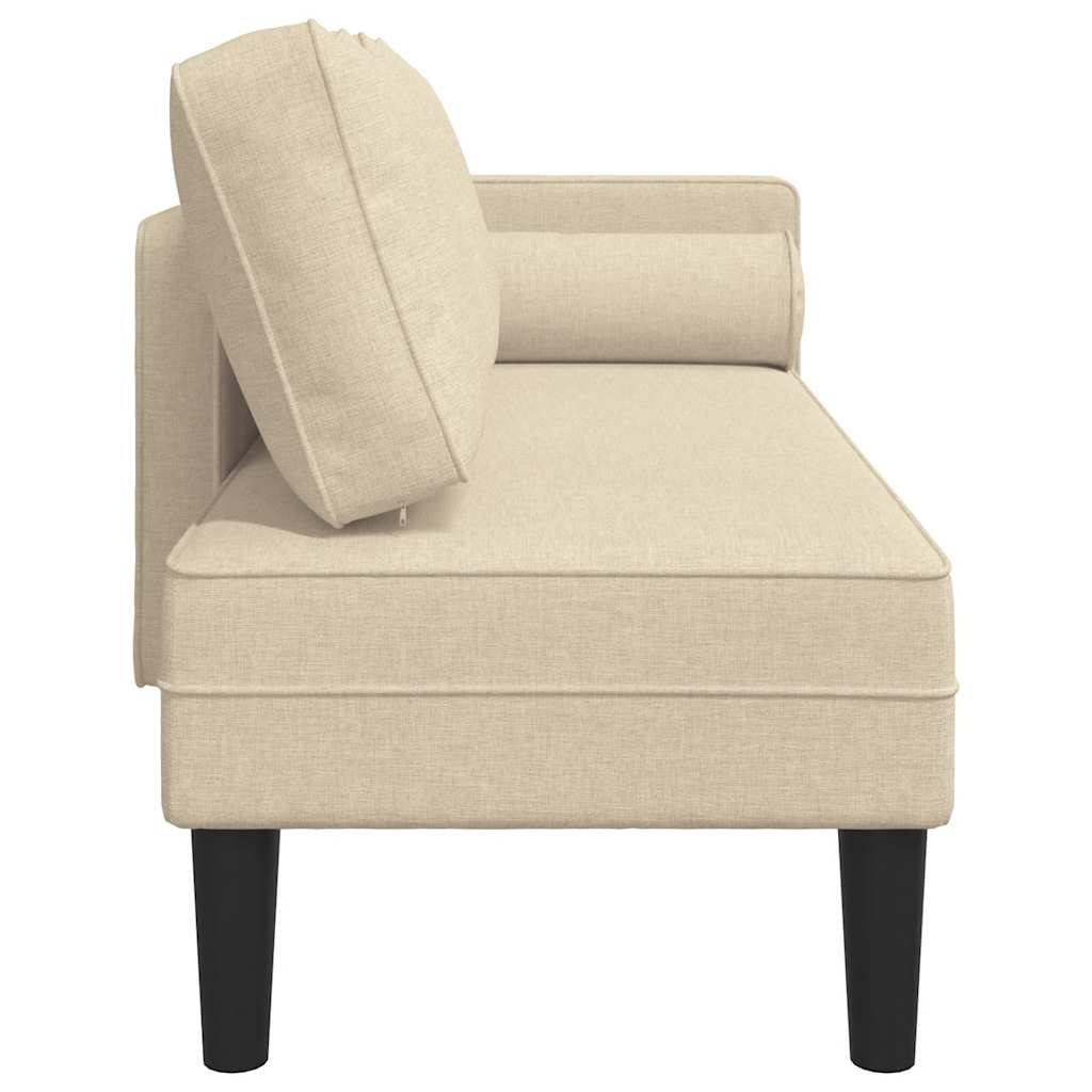 vidaXL Șezlong cu perne, crem, material textil vidaXL Șezlong cu perne, crem, material textil