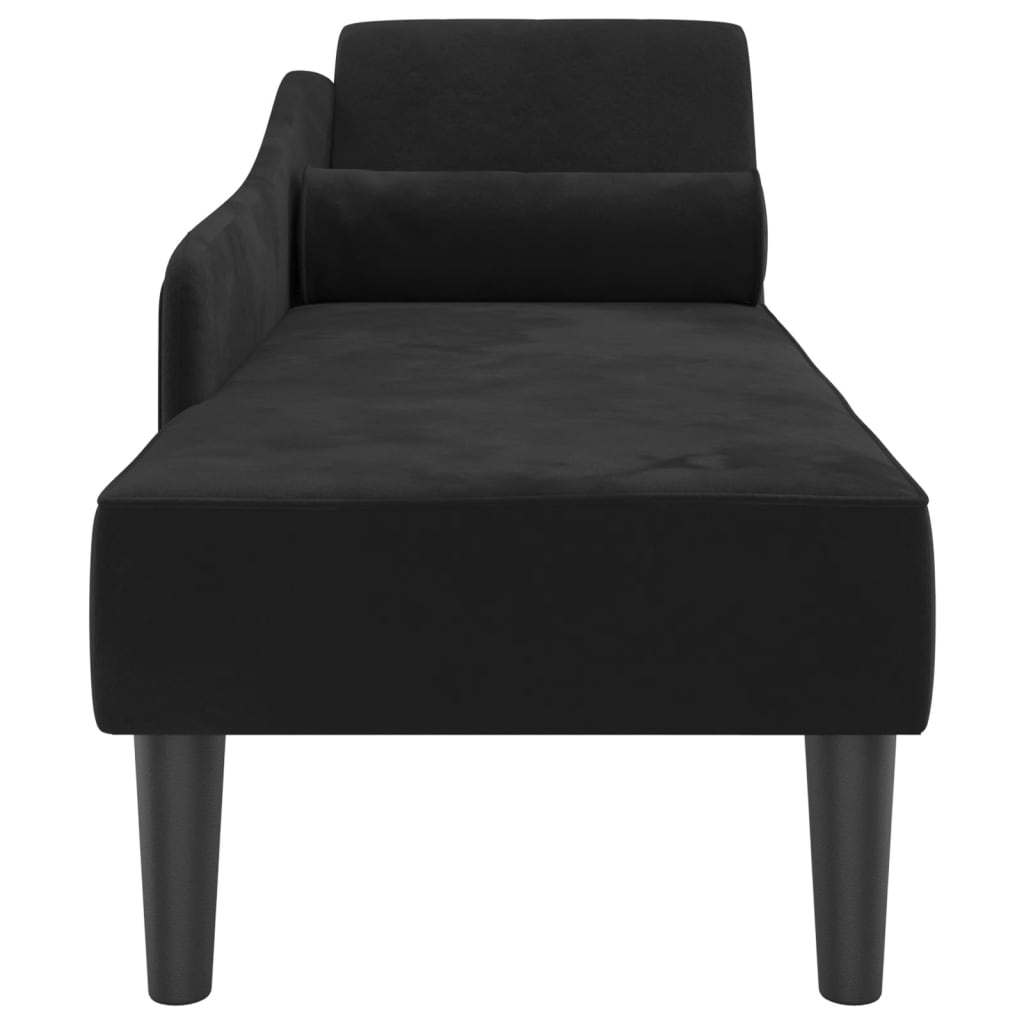 vidaXL Fotoliu șezlong cu perne, negru, catifea vidaXL Fotoliu șezlong cu perne, negru, catifea