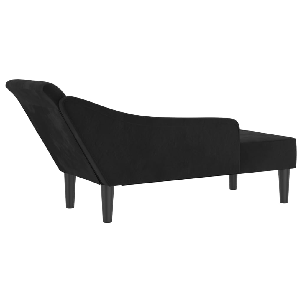 vidaXL Fotoliu șezlong cu perne, negru, catifea vidaXL Fotoliu șezlong cu perne, negru, catifea