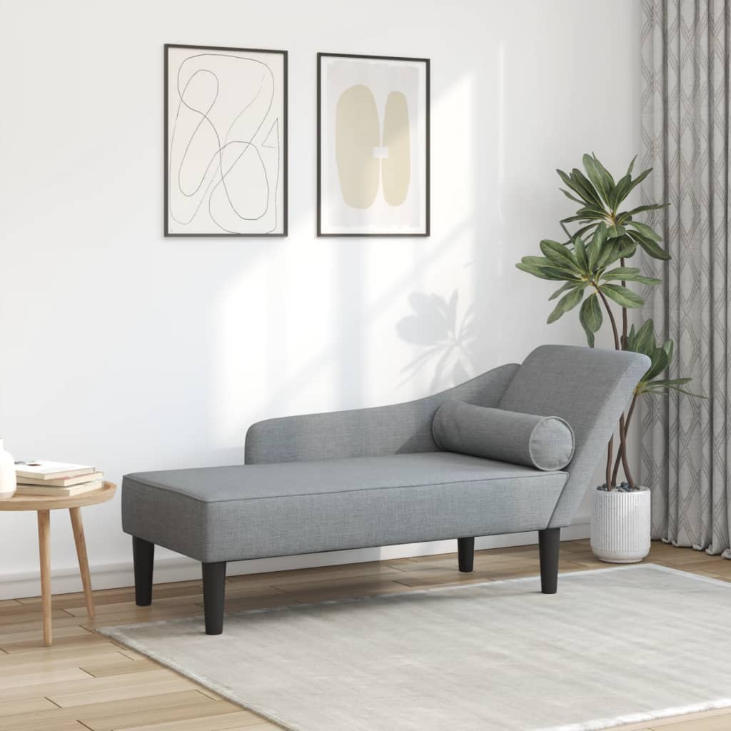 vidaXL Șezlong cu perne, gri deschis, material textil vidaXL Șezlong cu perne, gri deschis, material textil