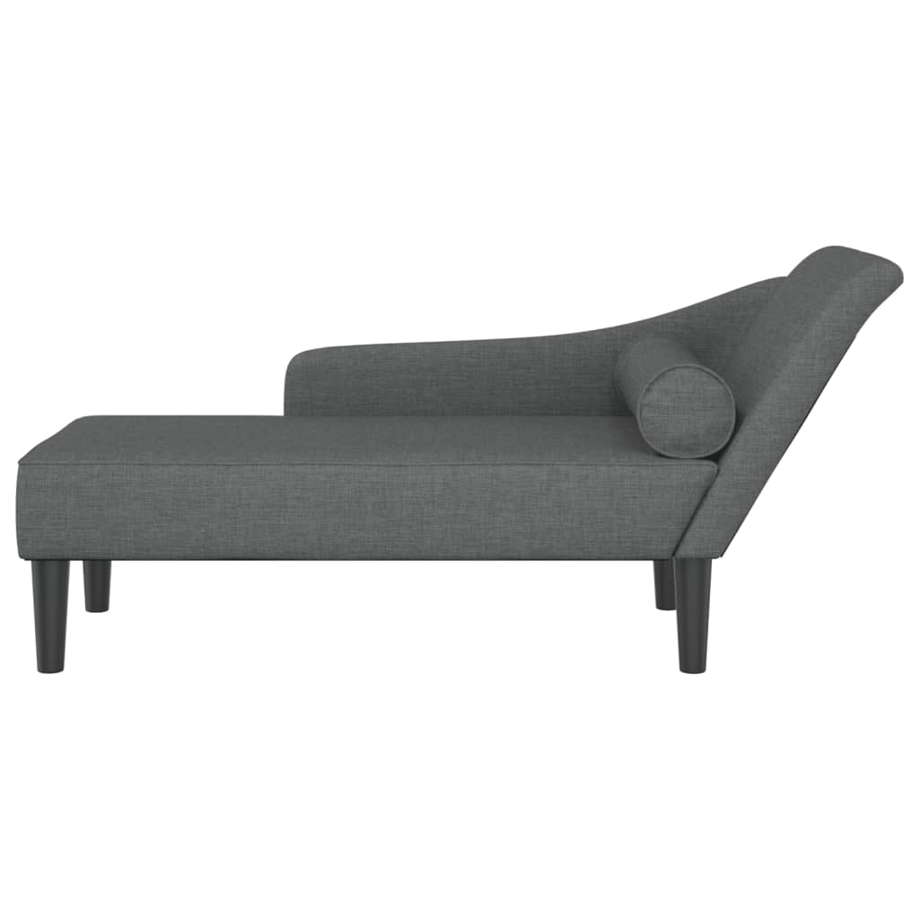 vidaXL Șezlong cu perne, gri închis, material textil vidaXL Șezlong cu perne, gri închis, material textil