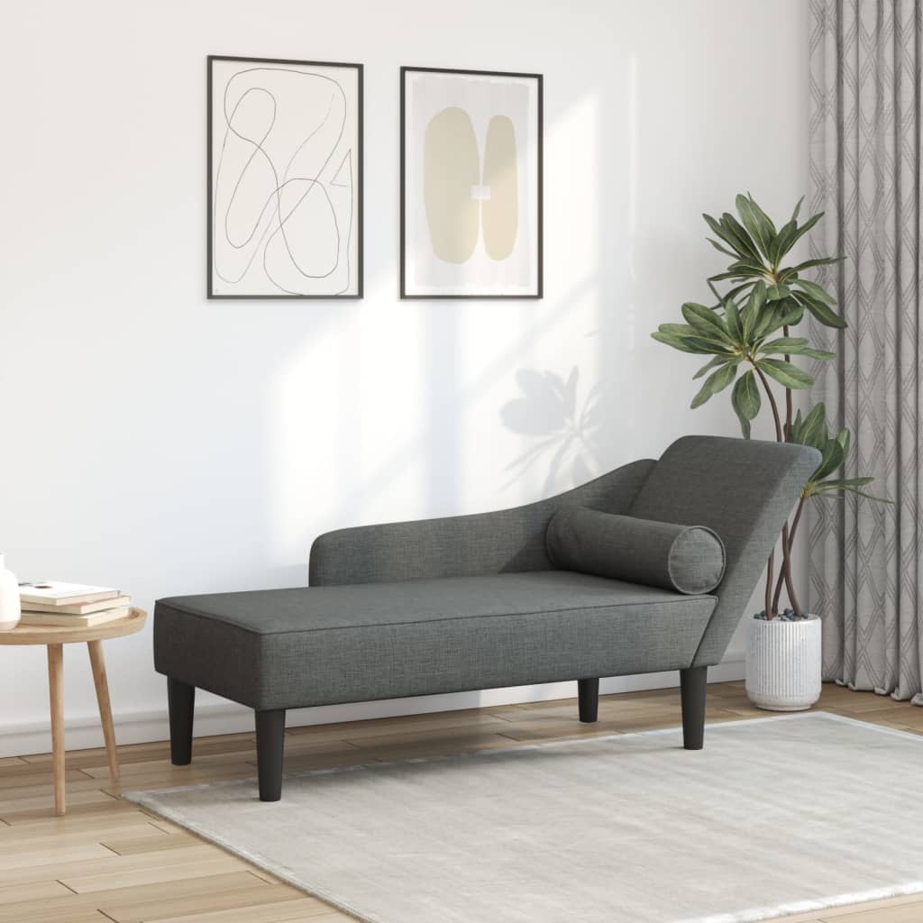 vidaXL Șezlong cu perne, gri închis, material textil vidaXL Șezlong cu perne, gri închis, material textil