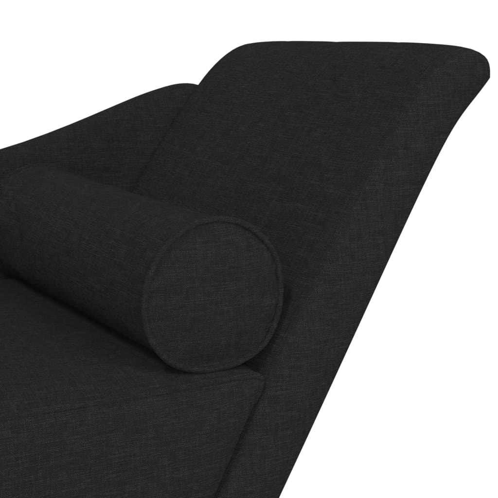 vidaXL Șezlong cu perne, negru, material textil vidaXL Șezlong cu perne, negru, material textil