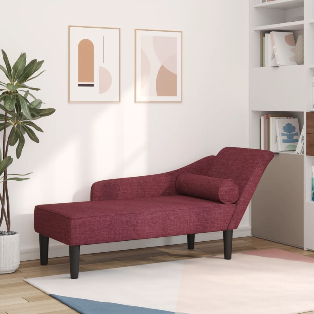 vidaXL Fotoliu șezlong cu perne, roșu vin, material textil vidaXL Fotoliu șezlong cu perne, roșu vin, material textil