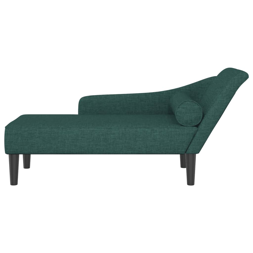 vidaXL Șezlong cu perne, verde închis, material textil vidaXL Șezlong cu perne, verde închis, material textil